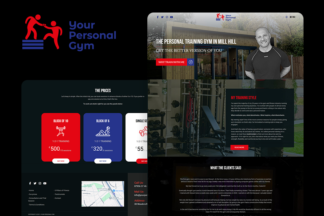 fitness and training industry website design Sussex